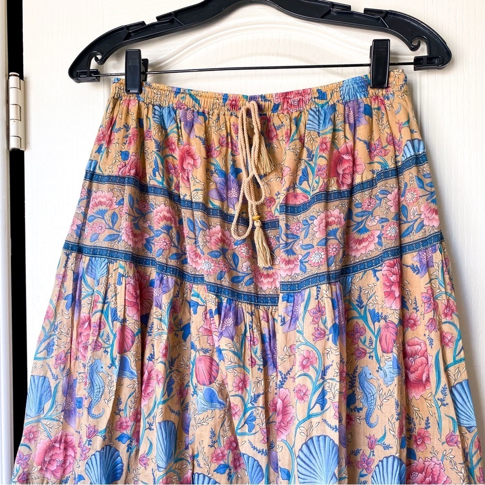 Spell Seashell Maxi Skirt Opal Cotton Floral Mermaid Print Small EUC - Picture 4 of 9